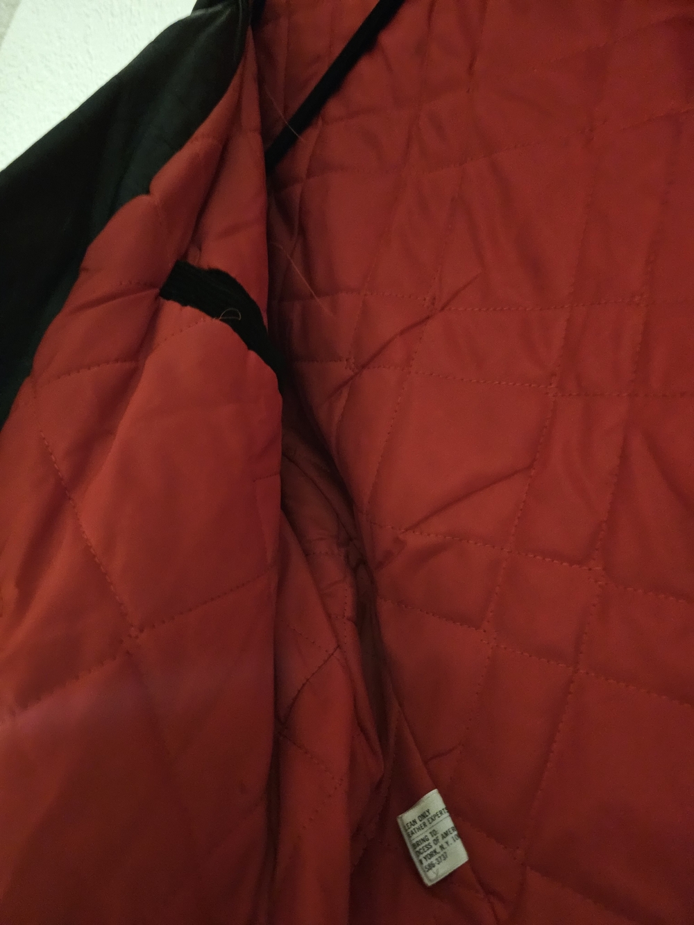 Vimtage Searse  Black Leather Biker Jacket with Red Quilted Lining Size L - Picture 8 of 13